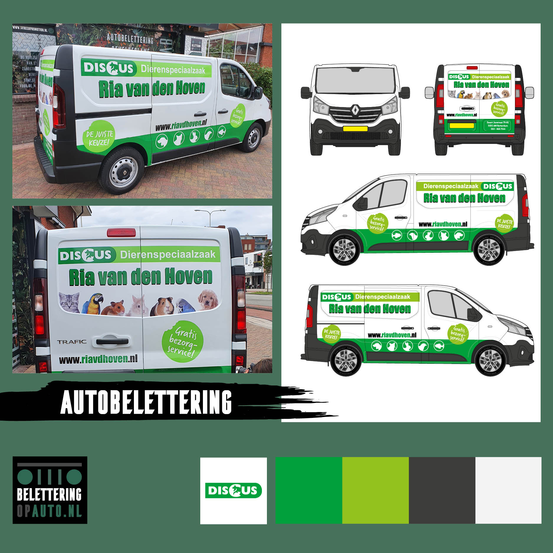 Ria van den Hoven - Dierenspeciaalzaak - beletteringopauto